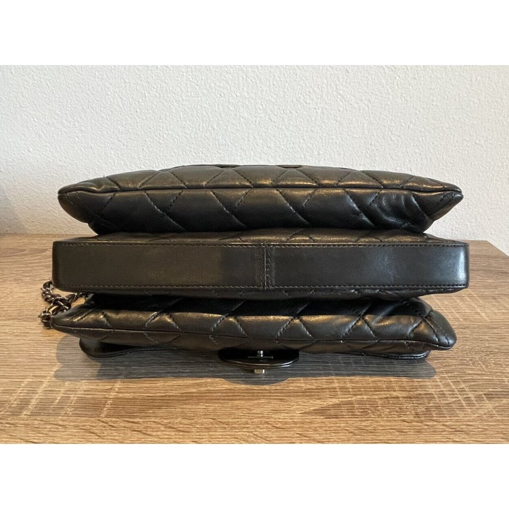 Authentic Chanel Black Quilted Lambskin Leather 3 Accordion Flap Bag - Picture 9 of 11
